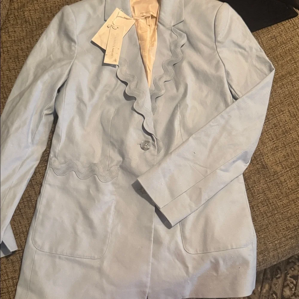 Rebecca Taylor Echo Blue Slub Denim Blazer Jacket NWT Size 0 $595 - Picture 4 of 7